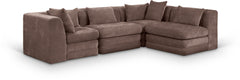 Newport Brown 114" Chenille Fabric Upholstered 4-Piece L Shaped Modular Sectional - Ornate Home