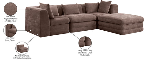 Newport Brown 114" Chenille Fabric Upholstered 4-Piece Modular Sectional - Ornate Home