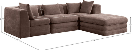 Newport Brown 114" Chenille Fabric Upholstered 4-Piece Modular Sectional - Ornate Home