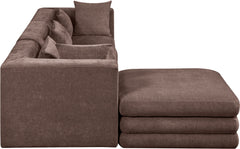 Newport Brown 114" Chenille Fabric Upholstered 4-Piece Modular Sectional - Ornate Home