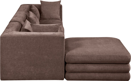 Newport Brown 114" Chenille Fabric Upholstered 4-Piece Modular Sectional - Ornate Home