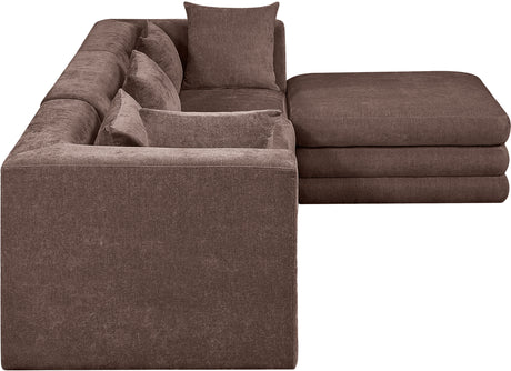Newport Brown 114" Chenille Fabric Upholstered 4-Piece Modular Sectional - Ornate Home