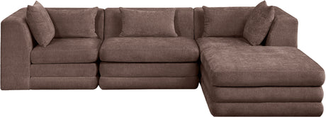 Newport Brown 114" Chenille Fabric Upholstered 4-Piece Modular Sectional - Ornate Home