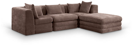 Newport Brown 114" Chenille Fabric Upholstered 4-Piece Modular Sectional - Ornate Home