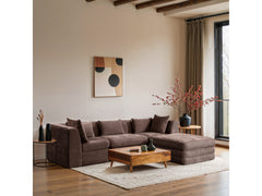 Newport Brown 114" Chenille Fabric Upholstered 4-Piece Modular Sectional - Ornate Home