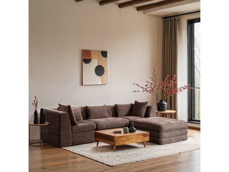 Newport Brown 114" Chenille Fabric Upholstered 4-Piece Modular Sectional - Ornate Home