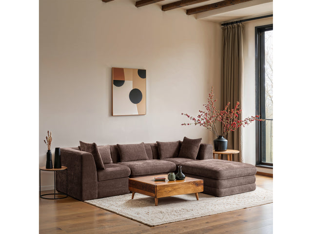 Newport Brown 114" Chenille Fabric Upholstered 4-Piece Modular Sectional - Ornate Home