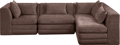 Newport Brown 114" Chenille Fabric Upholstered 4-Piece Modular Sectional - Ornate Home