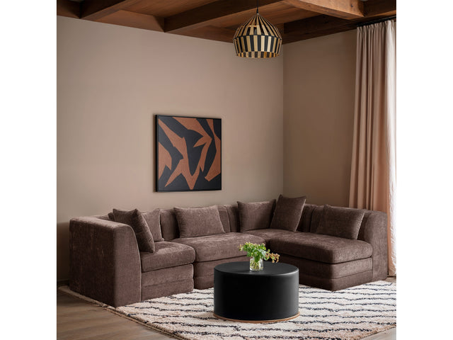 Newport Brown 114" Chenille Fabric Upholstered 4-Piece Modular Sectional - Ornate Home