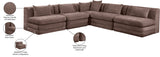 Newport Brown 114" Chenille Fabric Upholstered 5-Piece Armless Modular Sectional - Ornate Home