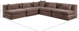 Newport Brown 114" Chenille Fabric Upholstered 5-Piece Armless Modular Sectional - Ornate Home