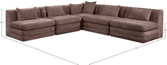 Newport Brown 114" Chenille Fabric Upholstered 5-Piece Armless Modular Sectional - Ornate Home