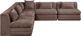 Newport Brown 114" Chenille Fabric Upholstered 5-Piece Armless Modular Sectional - Ornate Home