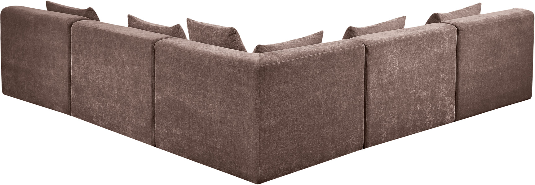 Newport Brown 114" Chenille Fabric Upholstered 5-Piece Armless Modular Sectional - Ornate Home
