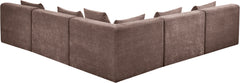 Newport Brown 114" Chenille Fabric Upholstered 5-Piece Armless Modular Sectional - Ornate Home