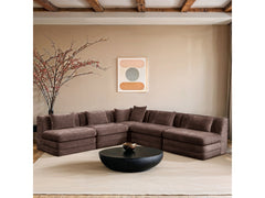 Newport Brown 114" Chenille Fabric Upholstered 5-Piece Armless Modular Sectional - Ornate Home
