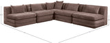 Newport Brown 114" Chenille Fabric Upholstered 5-Piece Modular Sectional - Ornate Home