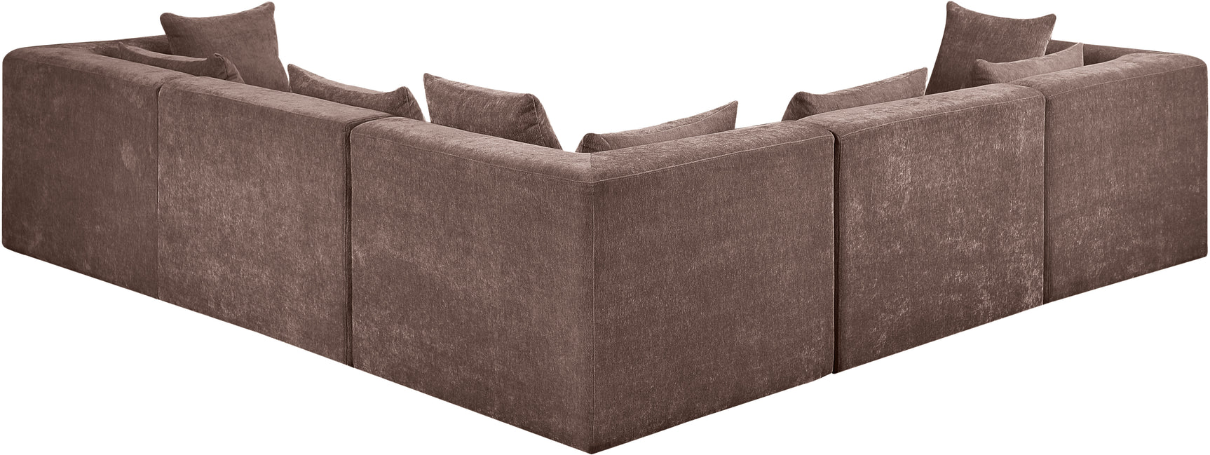 Newport Brown 114" Chenille Fabric Upholstered 5-Piece Modular Sectional - Ornate Home