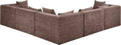 Newport Brown 114" Chenille Fabric Upholstered 5-Piece Modular Sectional - Ornate Home