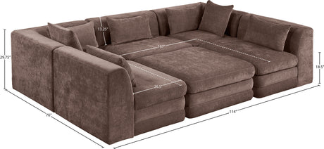 Newport Brown 114" Chenille Fabric Upholstered 6-Piece Modular Sectional - Ornate Home