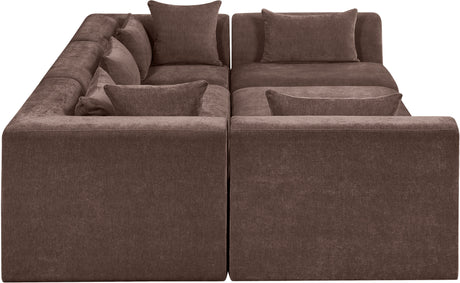 Newport Brown 114" Chenille Fabric Upholstered 6-Piece Modular Sectional - Ornate Home