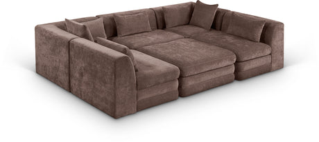 Newport Brown 114" Chenille Fabric Upholstered 6-Piece Modular Sectional - Ornate Home
