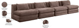 Newport Brown 152" Chenille Fabric Upholstered 4-Piece Armless Modular Sofa - Ornate Home
