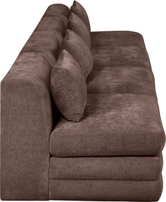 Newport Brown 152" Chenille Fabric Upholstered 4-Piece Armless Modular Sofa - Ornate Home