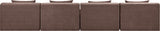 Newport Brown 152" Chenille Fabric Upholstered 4-Piece Armless Modular Sofa - Ornate Home