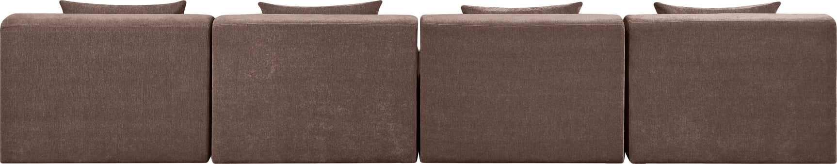 Newport Brown 152" Chenille Fabric Upholstered 4-Piece Armless Modular Sofa - Ornate Home