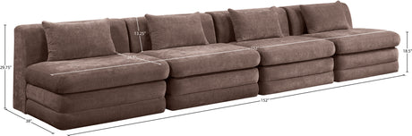Newport Brown 152" Chenille Fabric Upholstered 4-Piece Modular Sofa - Ornate Home