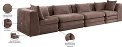 Newport Brown 152" Chenille Fabric Upholstered 4-Piece Modular Sofa - Ornate Home