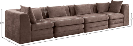 Newport Brown 152" Chenille Fabric Upholstered 4-Piece Modular Sofa - Ornate Home