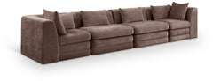 Newport Brown 152" Chenille Fabric Upholstered 4-Piece Modular Sofa - Ornate Home
