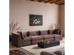 Newport Brown 152" Chenille Fabric Upholstered 4-Piece Modular Sofa - Ornate Home