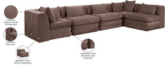 Newport Brown 152" Chenille Fabric Upholstered 5-Piece L Shaped Modular Sectional - Ornate Home