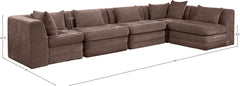 Newport Brown 152" Chenille Fabric Upholstered 5-Piece L Shaped Modular Sectional - Ornate Home