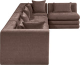 Newport Brown 152" Chenille Fabric Upholstered 5-Piece L Shaped Modular Sectional - Ornate Home