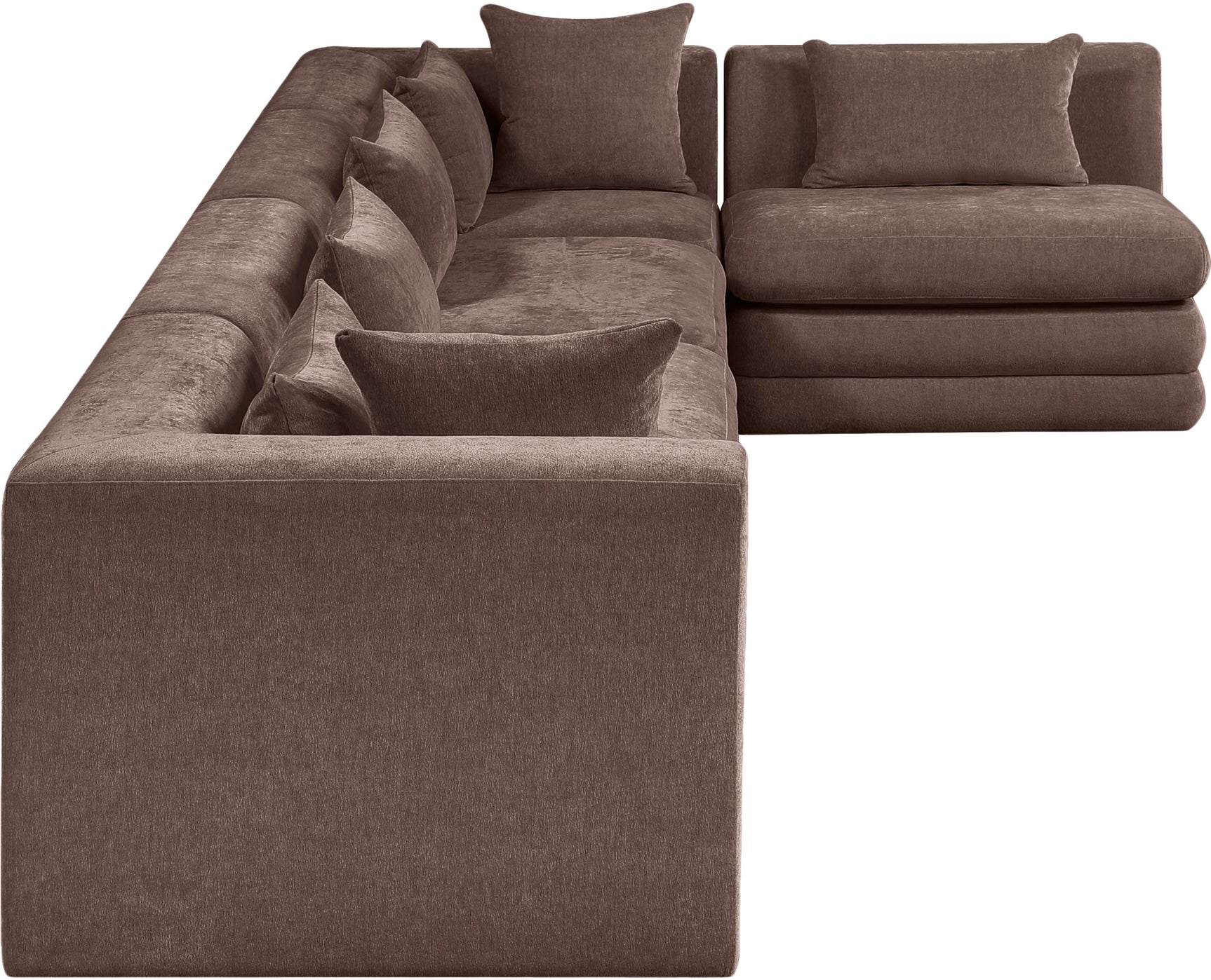 Newport Brown 152" Chenille Fabric Upholstered 5-Piece L Shaped Modular Sectional - Ornate Home