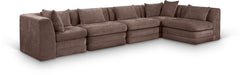 Newport Brown 152" Chenille Fabric Upholstered 5-Piece L Shaped Modular Sectional - Ornate Home