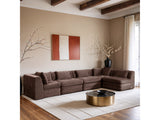Newport Brown 152" Chenille Fabric Upholstered 5-Piece L Shaped Modular Sectional - Ornate Home