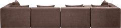 Newport Brown 152" Chenille Fabric Upholstered 5-Piece Modular Sectional - Ornate Home