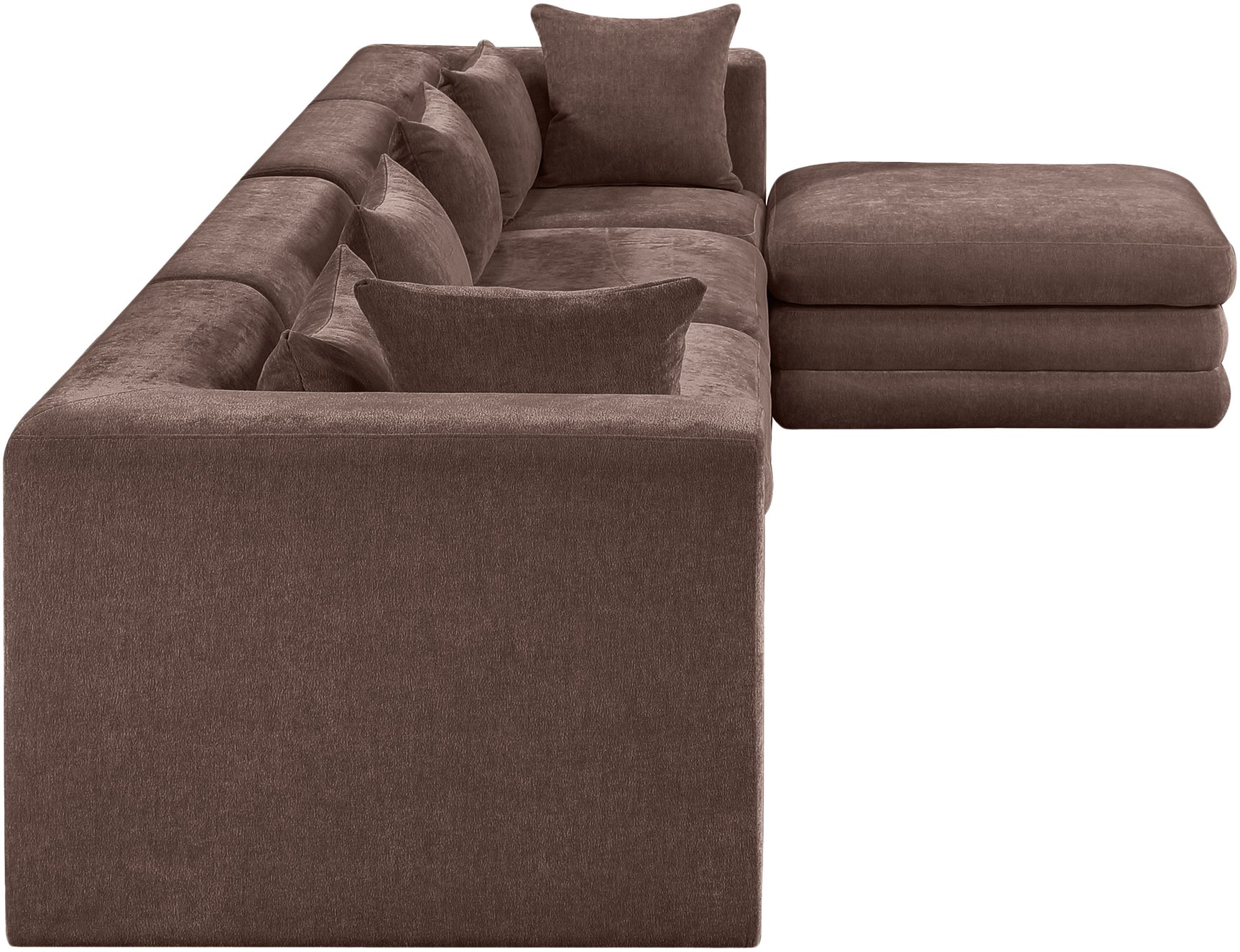 Newport Brown 152" Chenille Fabric Upholstered 5-Piece Modular Sectional - Ornate Home