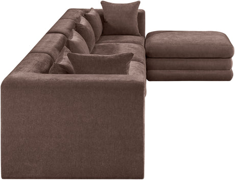 Newport Brown 152" Chenille Fabric Upholstered 5-Piece Modular Sectional - Ornate Home