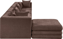 Newport Brown 152" Chenille Fabric Upholstered 5-Piece Modular Sectional - Ornate Home