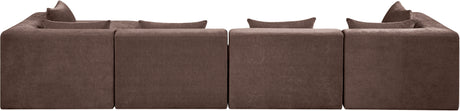 Newport Brown 152" Chenille Fabric Upholstered 5-Piece Modular Sectional - Ornate Home