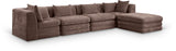 Newport Brown 152" Chenille Fabric Upholstered 5-Piece Modular Sectional - Ornate Home