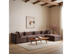 Newport Brown 152" Chenille Fabric Upholstered 5-Piece Modular Sectional - Ornate Home