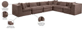 Newport Brown 152" Chenille Fabric Upholstered 6-Piece L Shaped Modular Sectional - Ornate Home