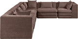 Newport Brown 152" Chenille Fabric Upholstered 6-Piece L Shaped Modular Sectional - Ornate Home
